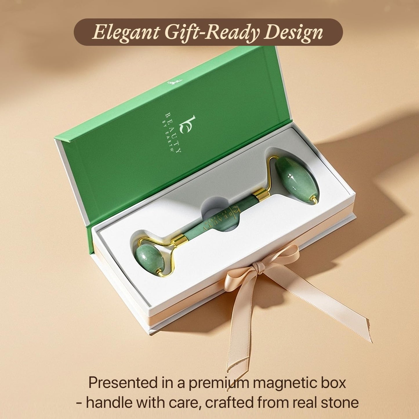 Jade Roller for Face - Smoothes Fine Lines & Wrinkles, Valentines Day Gifts, Massager Skin Care Tools with Small Eye Roller for Puffy Eyes, De-Puffing & Firming Facial Tool, Self Care Gifts for Women