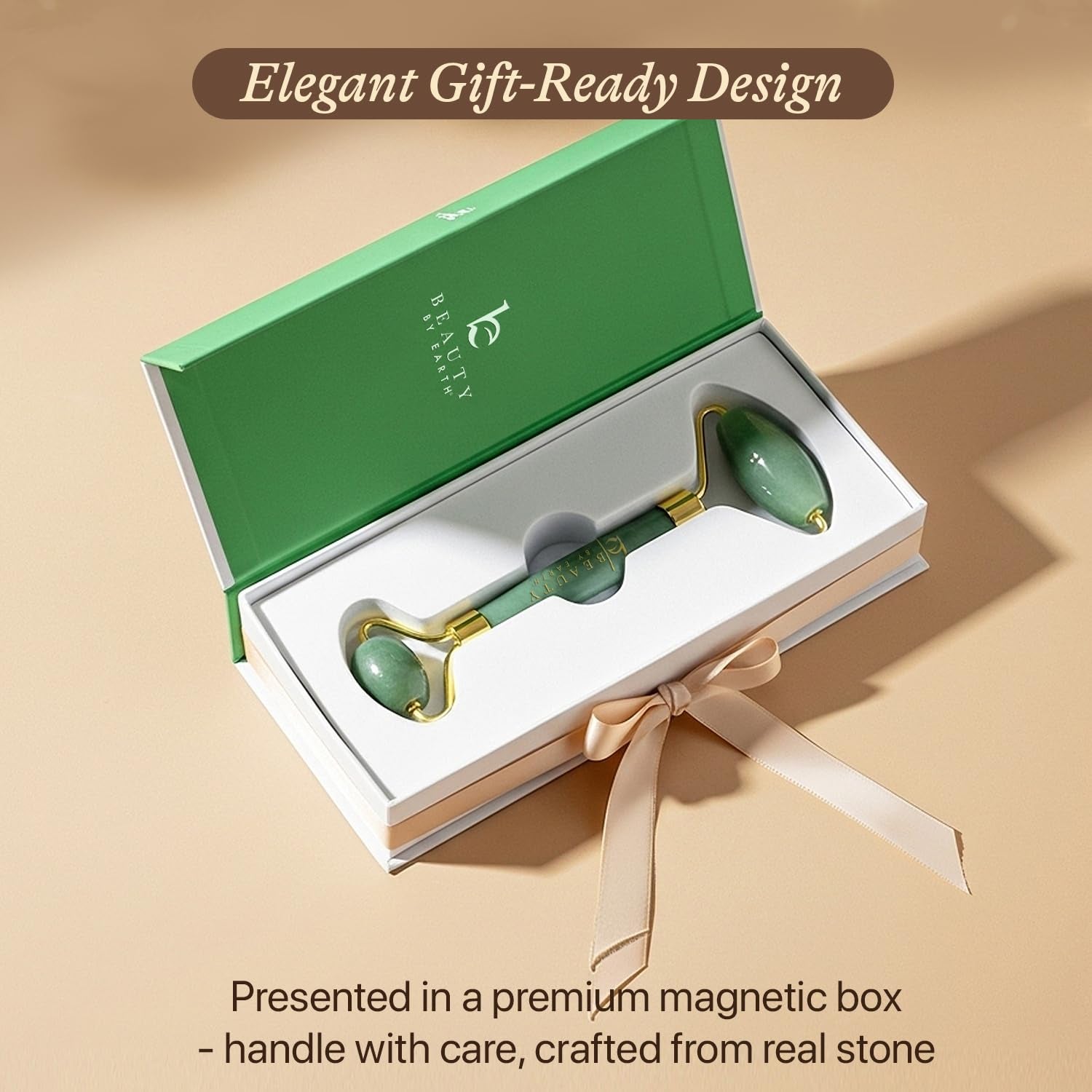 Jade Roller for Face - Smoothes Fine Lines & Wrinkles, Valentines Day Gifts, Massager Skin Care Tools with Small Eye Roller for Puffy Eyes, De-Puffing & Firming Facial Tool, Self Care Gifts for Women