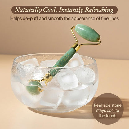 Jade Roller for Face - Smoothes Fine Lines & Wrinkles, Valentines Day Gifts, Massager Skin Care Tools with Small Eye Roller for Puffy Eyes, De-Puffing & Firming Facial Tool, Self Care Gifts for Women