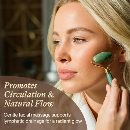 Jade Roller for Face - Smoothes Fine Lines & Wrinkles, Valentines Day Gifts, Massager Skin Care Tools with Small Eye Roller for Puffy Eyes, De-Puffing & Firming Facial Tool, Self Care Gifts for Women